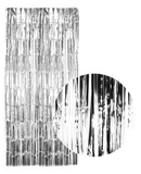 Darrahopens Occasions > Party Decorations Tinsel Curtain Foil Metallic Fringe Backdrop Party Door Decorations (200cm x 100cm) - Silver