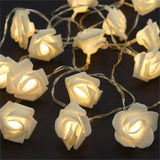 Darrahopens Occasions > Party Lights > Coloured Lights 20 White Rose 3D Fairy Lights 3M String, Battery (AA) Indoor & Outdoor Decorations Wedding Valentines Romantic Room Table Lighting