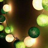 Darrahopens Occasions > Party Lights > Coloured Lights 50 Ball Green Mix LONG 5m String Light Battery Box 5cm Cotton Ball  Christmas Birthday Garden Special Occasion Decoration
