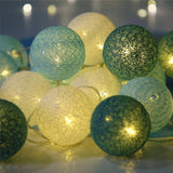 Darrahopens Occasions > Party Lights > Coloured Lights 50 Ball Green Mix LONG 5m String Light Battery Box 5cm Cotton Ball  Christmas Birthday Garden Special Occasion Decoration