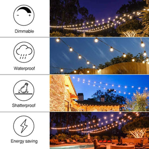 Darrahopens Occasions > Party Lights NOVEDEN 53FT 15+1 Bulbs LED Outdoor String Lights Garden Party Decoration