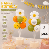 Darrahopens Occasions > Wedding Accessories > Balloons 2 Pack Daisy Birthday Balloon Table Centerpiece Set（"Happy Birthday" letter style and pale Orange balloon style）, 10 Inch Latex Balloons with Smiley Flower Topper, Kids Birthday Party Decoration for Baby Shower, First Birthday & Celebration Events