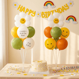 Darrahopens Occasions > Wedding Accessories > Balloons 2 Pack Daisy Birthday Balloon Table Centerpiece Set（"Happy Birthday" letter style and pale Orange balloon style）, 10 Inch Latex Balloons with Smiley Flower Topper, Kids Birthday Party Decoration for Baby Shower, First Birthday & Celebration Events