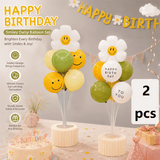 Darrahopens Occasions > Wedding Accessories > Balloons 2 Pack Daisy Birthday Balloon Table Centerpiece Set（"Happy Birthday" letter style and pale yellow balloon style）, 10 Inch Latex Balloons with Smiley Flower Topper, Kids Birthday Party Decoration for Baby Shower, First Birthday & Celebration Events