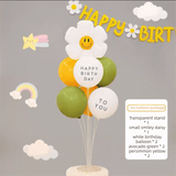 Darrahopens Occasions > Wedding Accessories > Balloons 2 Pack Daisy Birthday Balloon Table Centerpiece Set（"Happy Birthday" letter style and pale yellow balloon style）, 10 Inch Latex Balloons with Smiley Flower Topper, Kids Birthday Party Decoration for Baby Shower, First Birthday & Celebration Events