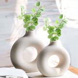 Darrahopens Occasions > Wedding Accessories Ceramic Set of 2 Creative Round White Vases for Home Decor