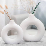 Darrahopens Occasions > Wedding Accessories Ceramic Set of 2 Creative Round White Vases for Home Decor