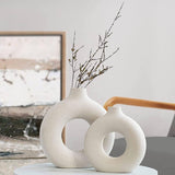 Darrahopens Occasions > Wedding Accessories Ceramic Set of 2 Creative Round White Vases for Home Decor