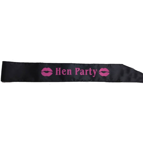 Darrahopens Occasions > Wedding Accessories HEN'S NIGHT SASH Party Girls Wedding Bridesmaid Bridal Bride To Be Satin Sashes - Hen Party (Black with Pink Writing)