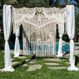 Darrahopens Occasions > Wedding Accessories > Other Wedding Decorations Boho Chic Macrame Tapestry Wedding Backdrop Arch Door Window Hanging Curtains