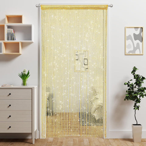 Darrahopens Occasions > Wedding Accessories > Other Wedding Decorations Glod 2 Pack Sparkle String Door Curtains 100x200cm Glitter Sequin Tassel Room Divider for Australian Home Decor and Parties