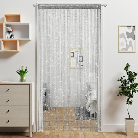 Darrahopens Occasions > Wedding Accessories > Other Wedding Decorations Silver 2 Pack Sparkle String Door Curtains 100x200cm Glitter Sequin Tassel Room Divider for Australian Home Decor and Parties