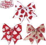 Darrahopens Occasions > Wedding Accessories > Other Wedding Decorations Valentine's Day Decorations - Heart Print Bows - Set of 3 - Wedding Gift Accessories - Handmade Linen Heart Bows