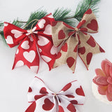 Darrahopens Occasions > Wedding Accessories > Other Wedding Decorations Valentine's Day Decorations - Heart Print Bows - Set of 3 - Wedding Gift Accessories - Handmade Linen Heart Bows