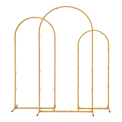 Darrahopens Occasions > Wedding Accessories > Other Wedding Decorations Wedding Arch Backdrop Stand Set of 3 Gold Metal Wedding Arched Frame, Easy to Assemble, Stable Balloon Arch Standfor Wedding, Baby Shower, Party Decoration