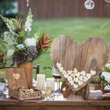 Darrahopens Occasions > Wedding Accessories > Other Wedding Decorations Wedding Guest Book Alternative with Stand+Storage Box+88PCS Wooden Hearts+Pens