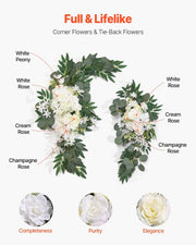 Darrahopens Occasions > Wedding Accessories > Other Wedding Decorations White Artificial Wedding Arch Flower Kit with Sheer Drape (3-Piece Set) - 2 Floral Arrangements & 1 Drape Panel for Ceremony Arch, Reception Backdrop & Bouquet Decor In Australia - Darrahopens