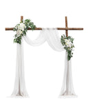 Darrahopens Occasions > Wedding Accessories > Other Wedding Decorations White Artificial Wedding Arch Flower Kit with Sheer Drape (3-Piece Set) - 2 Floral Arrangements & 1 Drape Panel for Ceremony Arch, Reception Backdrop & Bouquet Decor In Australia - Darrahopens