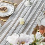 Darrahopens Occasions > Wedding Accessories > Other Wedding Decorations White Table Veil with White Pearls - Silky Gauze 30x120 Inches - For Weddings, Parties & Table Decorations