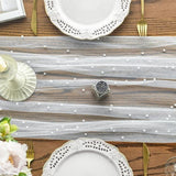 Darrahopens Occasions > Wedding Accessories > Other Wedding Decorations White Table Veil with White Pearls - Silky Gauze 30x120 Inches - For Weddings, Parties & Table Decorations