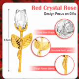 Darrahopens Occasions > Wedding Accessories > Wedding Favours 2 Set of Purple Crystal Rose Flower with Gold Gift Box and Gold Plated Stem Leaf – Elegant Crystal & Metal Rose Ornament | Wedding Party Gift, Valentine's Day & Anniversary Keepsake