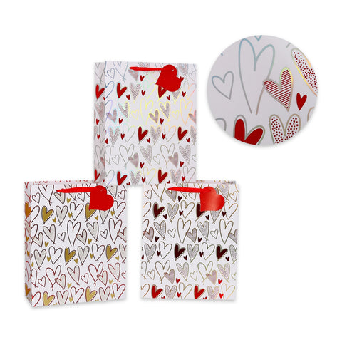 Darrahopens Occasions > Wedding Accessories > Wedding Favours bulk 24 Large Size Love Heart Gift Bag 3 Asst 32cm