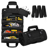Darrahopens Occasions > Wedding Accessories > Wedding Favours Roll Up Tool Bag, Portable Folding Tool Roll with Detachable Pouch, Heavy Duty Motorcycle Tool Storage Organizer, Gifts for Dad, Black（only bag）