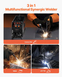 Darrahopens Occasions > Wedding Accessories > Wedding Favours VEVOR MIG Welder, 130Amp Synergic Mig Welding Machine, 3-in-1 Flux Core MIG/Stick/Lift TIG Multi-Process Welder Machine, Portable Mig Welder with IGBT Inverter Technology & Digital Display Screen