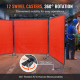 Darrahopens Occasions > Wedding Accessories > Wedding Favours VEVOR Welding Screen with Frame, 6' x 6' 3 Panel Welding Curtain Screens, Flame-Resistant Vinyl Welding Protection Screen on 12 Swivel Wheels (6 Lockable), Moveable & Professional for Workshop, Red