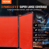 Darrahopens Occasions > Wedding Accessories > Wedding Favours VEVOR Welding Screen with Frame, 6' x 6' 3 Panel Welding Curtain Screens, Flame-Resistant Vinyl Welding Protection Screen on 12 Swivel Wheels (6 Lockable), Moveable & Professional for Workshop, Red