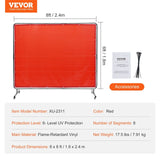 Darrahopens Occasions > Wedding Accessories > Wedding Favours VEVOR Welding Screen with Frame, 6' x 8' Welding Curtain Screen, Flame-Resistant Vinyl Welding Protection Screen on 4 Swivel Wheels (2 Lockable), Moveable & Professional for Workshop/Industrial, Red
