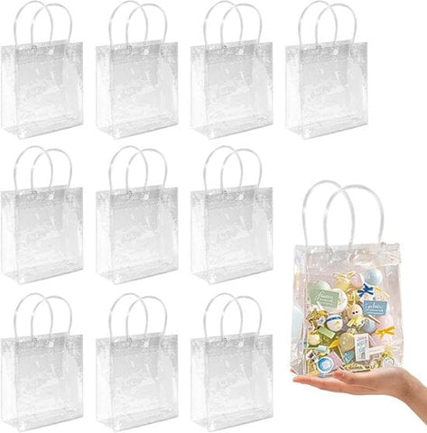 Darrahopens Occasions > Wrapping Paper & Gift Bags > Gift Bags 10-Pack Clear Gift Bags - with Handles - Mini Party Gift Bags - Clear Gift Bags, 5.9 x 6.29 Inches - Candy Bags - Gift Bags