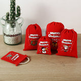 Darrahopens Occasions > Wrapping Paper & Gift Bags > Gift Bags 2-Pack Luxury Red Velvet Snowman Christmas Gift Bag(13x18CM) - Festive Drawstring Storage Bag for Candy, Gifts & Apple Packaging