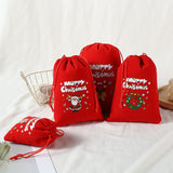 Darrahopens Occasions > Wrapping Paper & Gift Bags > Gift Bags 2-Pack Luxury Red Velvet Snowman Christmas Gift Bag(13x18CM) - Festive Drawstring Storage Bag for Candy, Gifts & Apple Packaging