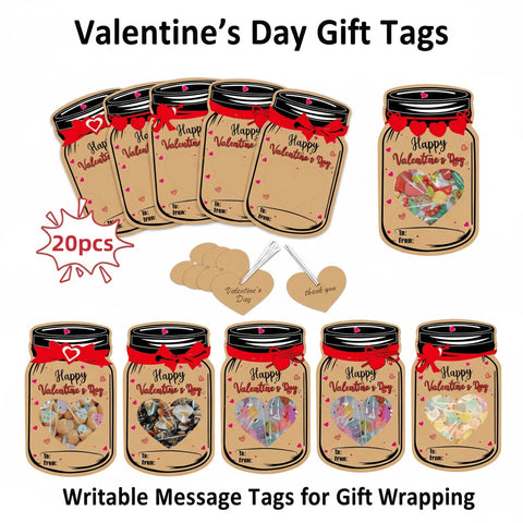 Darrahopens Occasions > Wrapping Paper & Gift Bags > Gift Bags 20PCS Valentine's Day Drift Bottle Shaped Gift Card Set - Premium Coated Paper Greeting Card for Family / School Exchanges and Party Favors