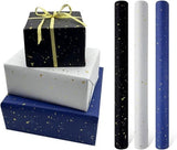 Darrahopens Occasions > Wrapping Paper & Gift Bags > Gift Bags 3 Rolls of Birthday Wrapping Paper - 43cm x 3m Per Roll - Blue, White & Black - Large Roll of Recyclable Paper