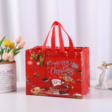 Darrahopens Occasions > Wrapping Paper & Gift Bags > Gift Bags 8-Pack Christmas Red Non-Woven Tote Bags(32 x 25 x 17 CM) with Film Coating - Reindeer Sleigh Design Holiday Reusable Gift Carrier Bags