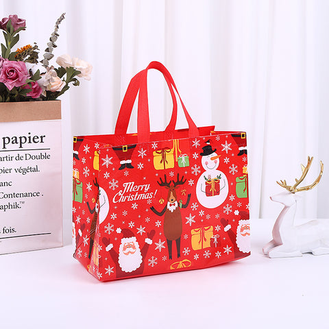 Darrahopens Occasions > Wrapping Paper & Gift Bags > Gift Bags 8-Pack Christmas Red Tote Bags(32 x 25 x 17 CM) with Film Coating - Non-Woven Holiday Reusable Gift Carrier Bags