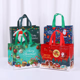 Darrahopens Occasions > Wrapping Paper & Gift Bags > Gift Bags 8-Pack New Christmas Red Non-Woven Tote Bags(32 x 25 x 17 CM) - Santa Sleigh & Forest Design, Holiday Reusable Gift Carrier Bags