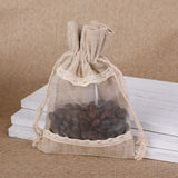Darrahopens Occasions > Wrapping Paper & Gift Bags > Gift Bags Brownish-gray 10 Pack Linen Canvas Drawstring Gift Bags with Lace Trim and Mesh Window 13x18cm Versatile Pouches for Wedding Favours and Home Storage in Australia