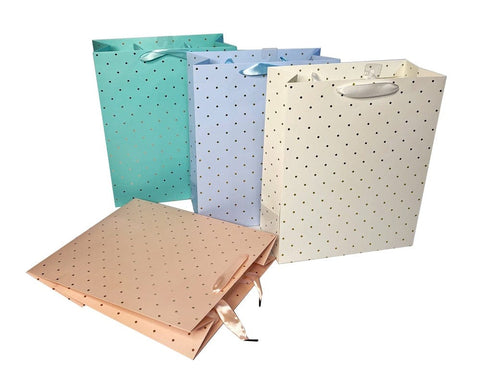 Darrahopens Occasions > Wrapping Paper & Gift Bags > Gift Bags bulk 24 Large Foil Dot Gift Bag Assort 32cm