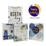 Darrahopens Occasions > Wrapping Paper & Gift Bags > Gift Bags Bulk 24 Medium Foil & Embossed Birthday Gift Bag 4 Assort 17x23cm