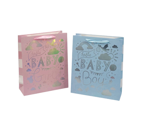 Darrahopens Occasions > Wrapping Paper & Gift Bags > Gift Bags bulk 24 Medium Foiled Baby Gift Bag Assort 23cm