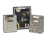 Darrahopens Occasions > Wrapping Paper & Gift Bags > Gift Bags bulk 24 Medium Golden Glam Gift Bag Assort 23cm