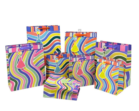Darrahopens Occasions > Wrapping Paper & Gift Bags > Gift Bags bulk 24 Xlarge Gift Bag Colourful Wave Assort 42cm