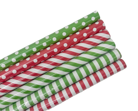 Darrahopens Occasions > Wrapping Paper & Gift Bags > Gift Bags bulk 50 Red & Green Dots Stripes Gift Wrap 300cm
