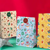 Darrahopens Occasions > Wrapping Paper & Gift Bags > Gift Bags Paper Gift Bags – Christmas Gift Bags – 24 Count Christmas Gift Bags – Kraft Paper Christmas Bags with Festive Designs – Perfect for Small Presents, Sweets & Party Favors – With Stickers for Easy Sealing