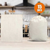 Darrahopens Occasions > Wrapping Paper & Gift Bags > Gift Bags Storage Bags - Fabric Bags 20 x 15 cm - Pack of 15 Cotton Bags - Linen Drawstring Bags - Small Reusable Gift Bags - Cotton Bags - Canvas Bags - DIY - Coffee