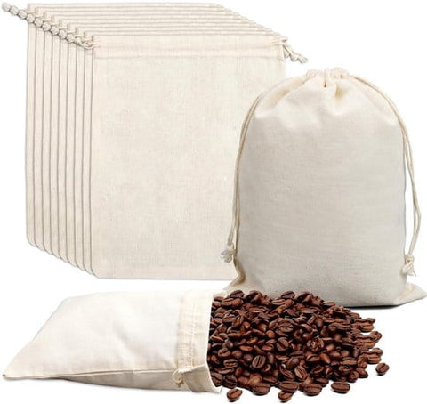 Darrahopens Occasions > Wrapping Paper & Gift Bags > Gift Bags Storage Bags - Fabric Bags 20 x 15 cm - Pack of 15 Cotton Bags - Linen Drawstring Bags - Small Reusable Gift Bags - Cotton Bags - Canvas Bags - DIY - Coffee