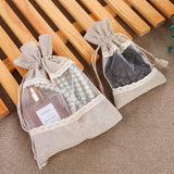 Darrahopens Occasions > Wrapping Paper & Gift Bags > Gift Bags White 10 Pack Linen Canvas Drawstring Gift Bags with Lace Trim and Mesh Window 13x18cm Versatile Pouches for Wedding Favours and Home Storage in Australia